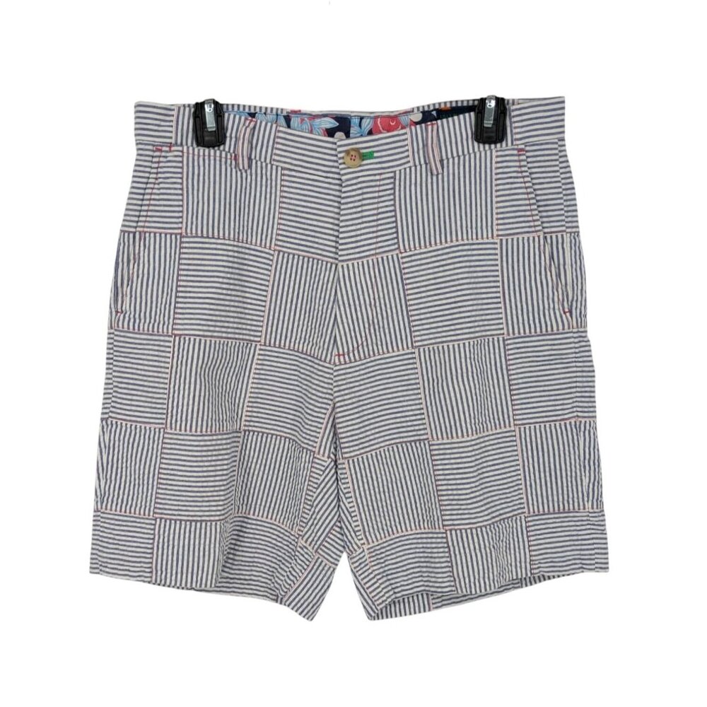 Lilly Pulitzer Everglades Shorts Patchwork Seersucker Striped Resort Men Size 32